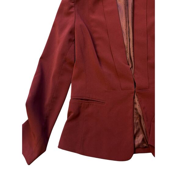 Banana Republic Factory Cutaway Blazer Burgundy Size 2 - Picture 2 of 8